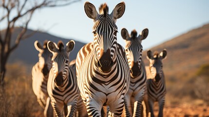 Fototapeta premium A zebra family walking together.UHD wallpaper
