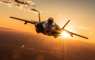 A combat fighter aircraft flying in clear weather. air weapon. combat operations in airspace. war plane.