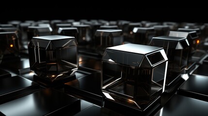 Abstract 3D cubes outlined by glowing black and white.UHD wallpaper