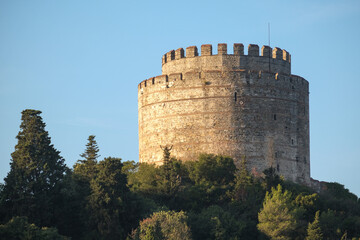 Rumelian fortress castle at Istanbul. Rumeli Hisarı is at native language. Historical castle background wallpaper.