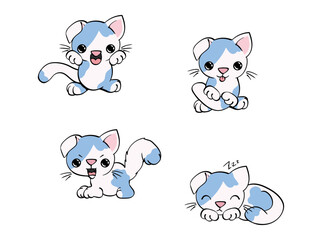 set of cute cartoon cats