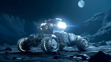 lunar robot in the moon for exploration video background looping for live wallpaper - Powered by Adobe