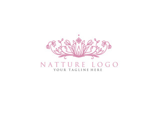 Vector hand drawing linear set of botanical icons and emblems. Design logos with typography for essential oils. Natural cosmetic products