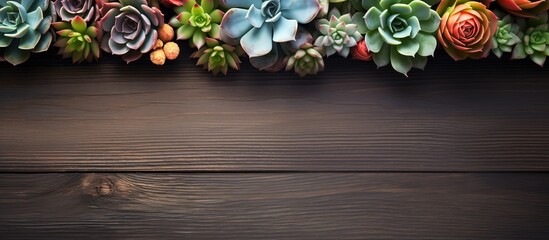 Fototapeta na wymiar Succulent plants placed on a wooden surface