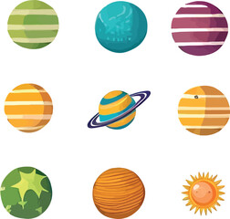 set of icons of spheres