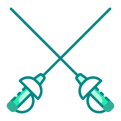 Fencing Sword green color icon