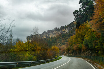 cliff surrounded by nature in the autumn season.