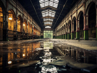 A photo of an empty railway station, showcasing its abandoned state and eerie atmosphere.