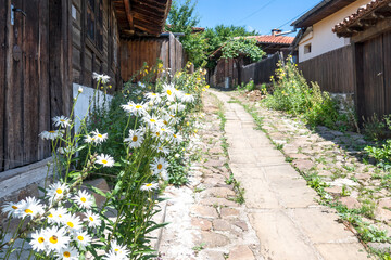 Fototapeta na wymiar Nineteenth century houses in town of Kotel, Bulgaria