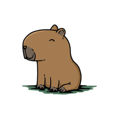 Cute capybara retro vector illustration. Design element for shirt design, logo, sign, poster, banner, card