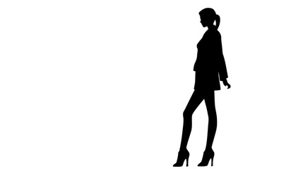 Woman silhouette on white background.