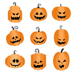 Jack O Lantern Halloween Pumpkin Face Set