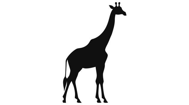 Silhouette of a giraffe isolated on white background