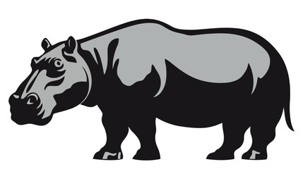 Hippo silhouette. Vector illustration on white background.