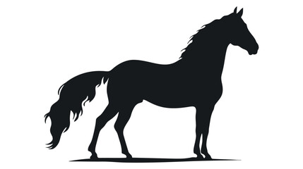 Black silhouette of horse. Vector illustration isolated on white background