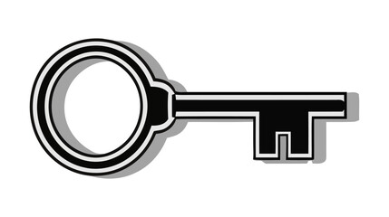 Old door key vector icon illustration isolated on white background