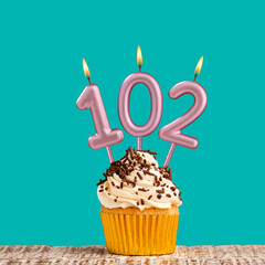 Birthday candle number 102 - Aquamarine card design