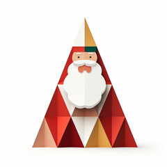 Santa Claus Geometric Triangle Christmas Tree Illustration