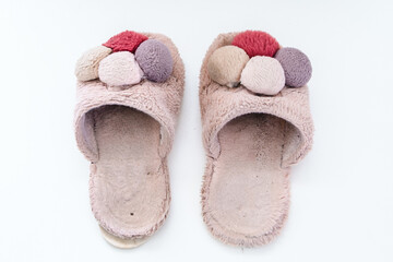 Old torn home slippers