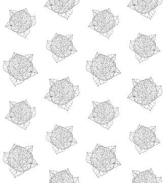 Vector seamless pattern of hand drawn sketch doodle cabbage isolated on white background