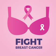 Fight breast cancer awareness vector logo.Vector illustration