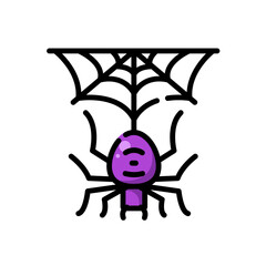 Spider Icon Vector Illustration Isolated White for Halloween Element Design, Sticker, Decoration