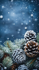 Christmas background, new year greeting card with fir - tree and snow. christmas background.