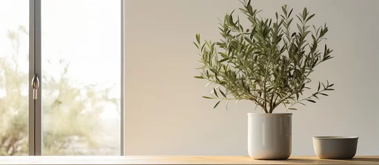 Schilderijen op glas Stylish kitchen hosts gorgeous potted olive tree © Vusal