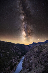 Milky way galaxy rising up from the Black Canyon of the Gunnison river, Gunnison County, Colorado