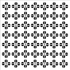 Black half circles are formed into a seamless floral pattern