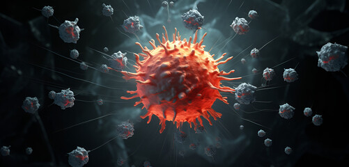 An Image Of A Cell Full Of Cancer Background Pathological Cell Division Exploring Cancerous Tumors. AI Generative