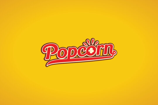 popcorn lettering logo with a popcorn on the letter o for snack businesses, cinemas, etc.