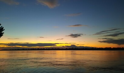 naturaleza, rio, nubes, azul, atardecer 