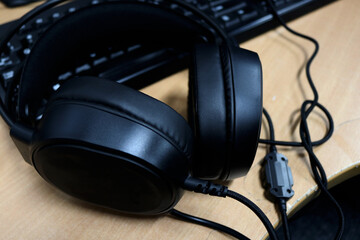 Photo of black earphones for listening to music