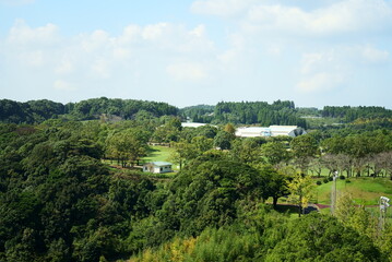 Fototapeta na wymiar 展望台から眺める健康の森公園の景色