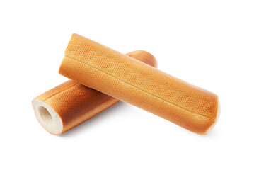 Fresh hot dog buns isolated on white