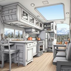 Architectural Drawing of caravan van.