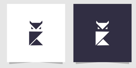 letter k with owl logo design