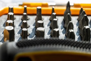 Macro Photo of a Screwdriver Bit Set