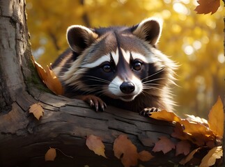 raccoon in the woods