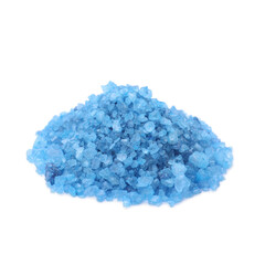 Heap of blue sea salt isolated on white