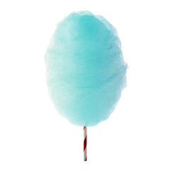 Yummy turquoise cotton candy isolated on white