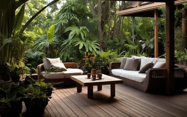 Obraz premium Comfortable seating on outdoor deck