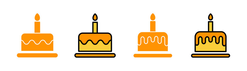Cake icon set  for web and mobile app. Cake sign and symbol. Birthday cake icon