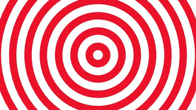 Seamless moving Bulge Hypnotic red and white visual Concentric Circles Bulge Hypnotic animation. k1_1632