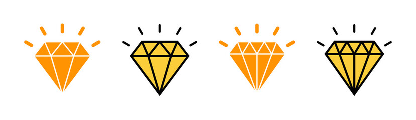 Diamond icon set for web and mobile app. diamond gems sign and symbol