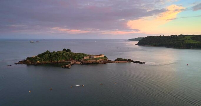 4K Aerial Plymouth England Drakes Island Aerial Flyover Military Navy Wwii Nuclear Bunkers World War Barracks Ocean Islands