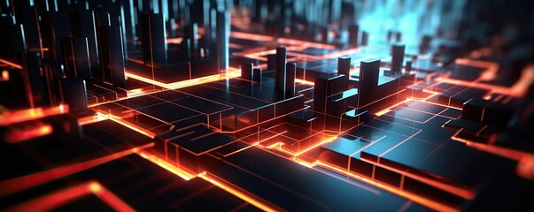 Abstract digital background. Can be used for technological processes, neural networks and AI, digital storages, sound and graphic forms, science, education, etc.