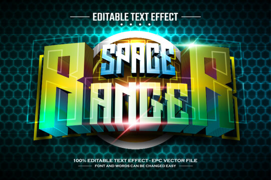 Space ranger 3D editable text effect template