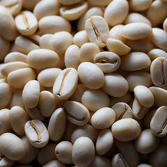 top view of white coffee beans background,  photorealistic 